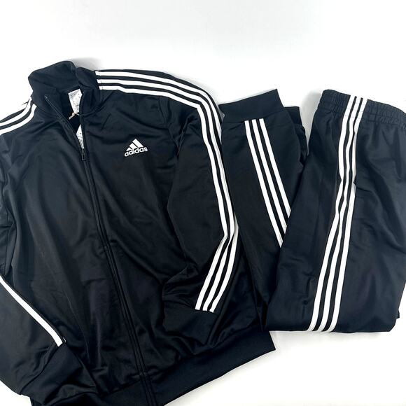 Adidas Men's Black White Essentials 3-Stripes Classic Track Suit Size L - Picture 8 of 11